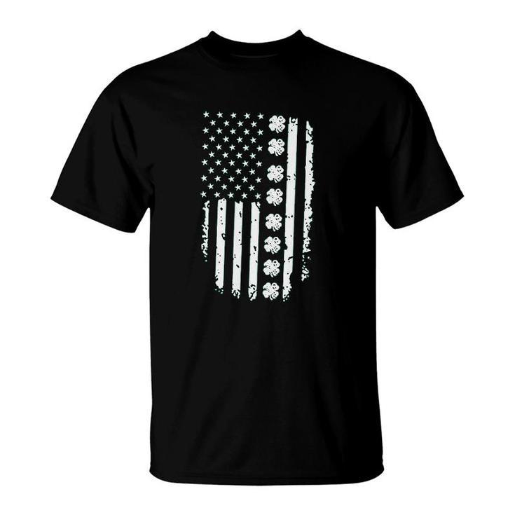 America Flag With Shamrocks T-Shirt