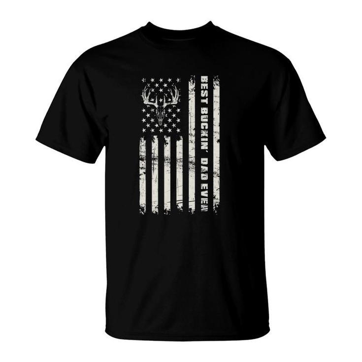 American Flag Best Buckin' Dad Ever Deer Hunter Gift T-Shirt