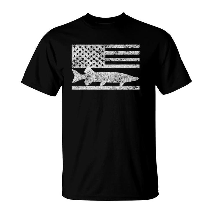American Flag Musky Fishing Patriotic Muskie Gift T-Shirt