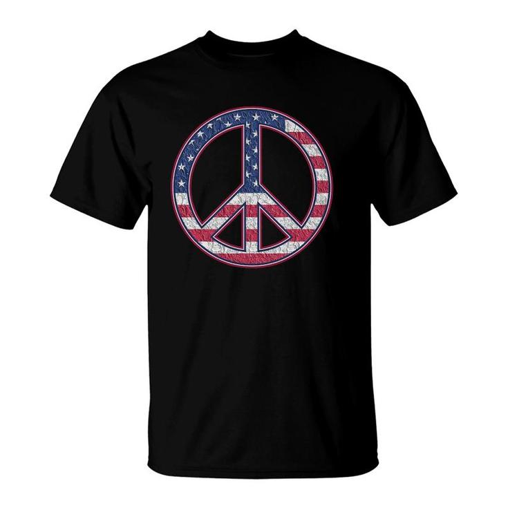 American Flag Peace Sign - America Pride - Usa Proud Patriot T-Shirt