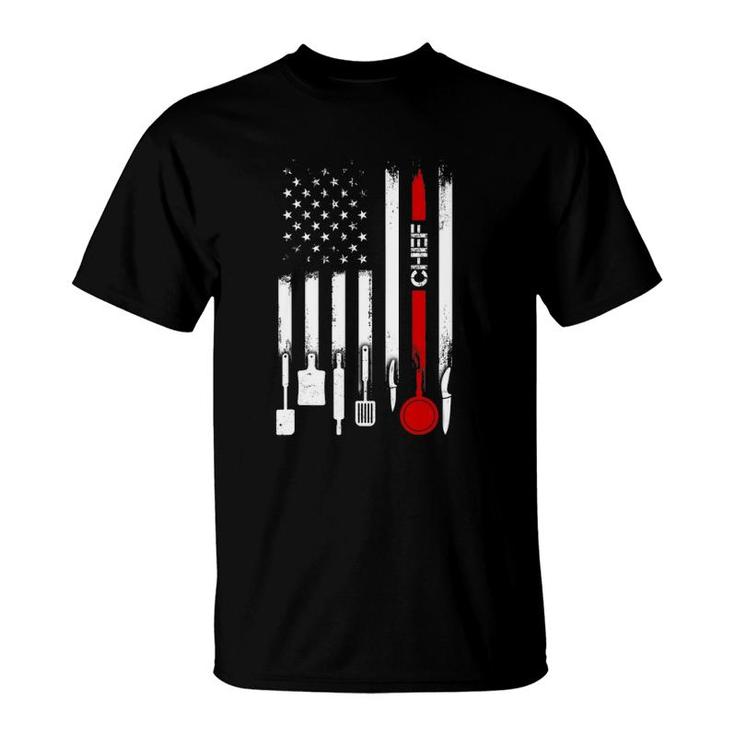 American Flag With Cheffor Women Men Father T-Shirt