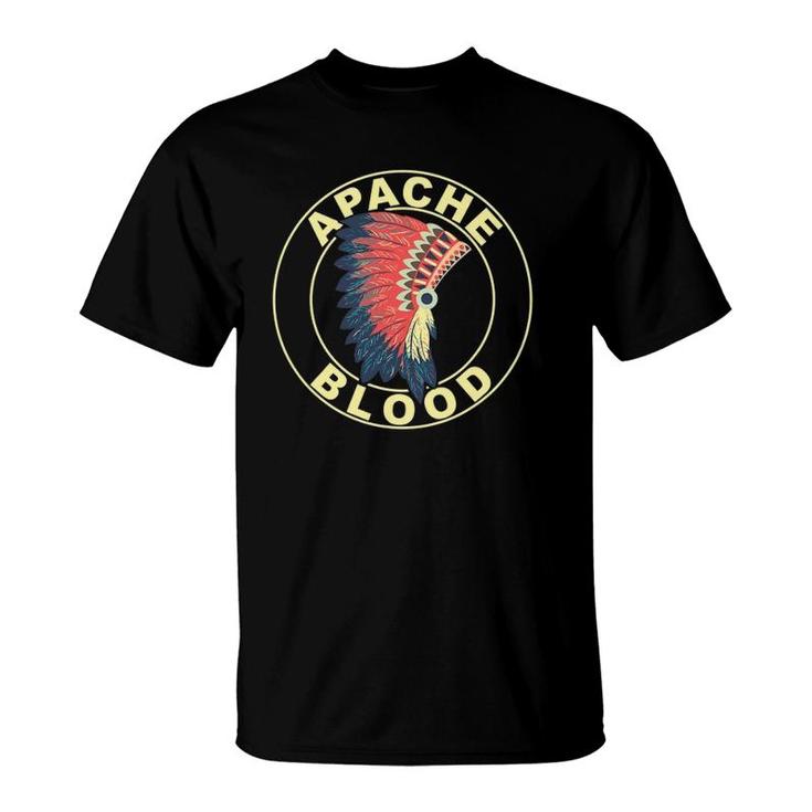 Apache Blood Proud Native American Headdress Apache Tribe T-Shirt