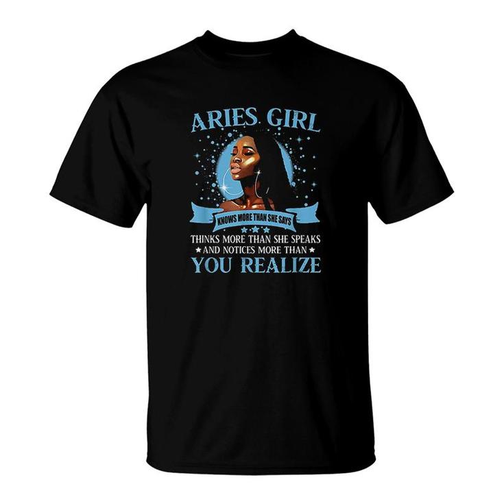Aries Girl Black Queen T-Shirt