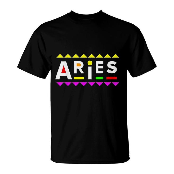 Aries Zodiac Design 90s Style T-Shirt