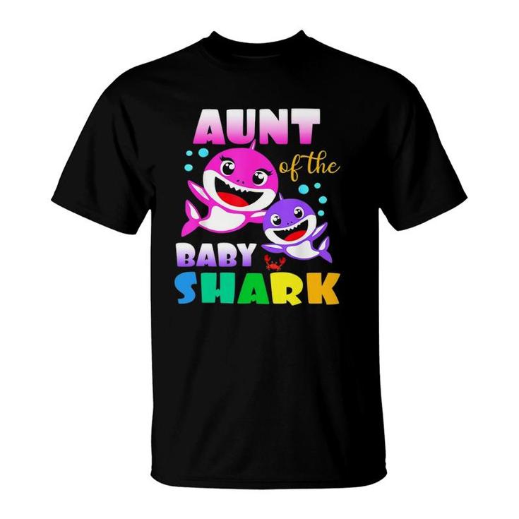 Aunt Of The Baby Birthday Shark Aunt Shark Christmas T-Shirt