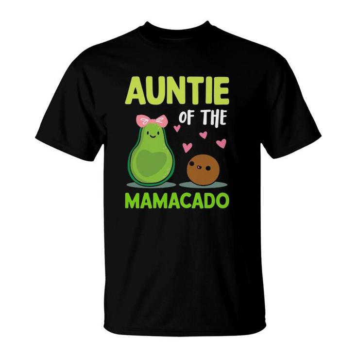 Auntie Of The Mamacado Avocado Family Matching Mother's Day Pink Bow Heart T-Shirt