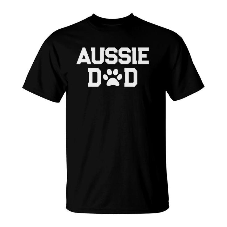 Aussie Dad Paw Print Australian Shepherd Dog Owner Gift T-Shirt