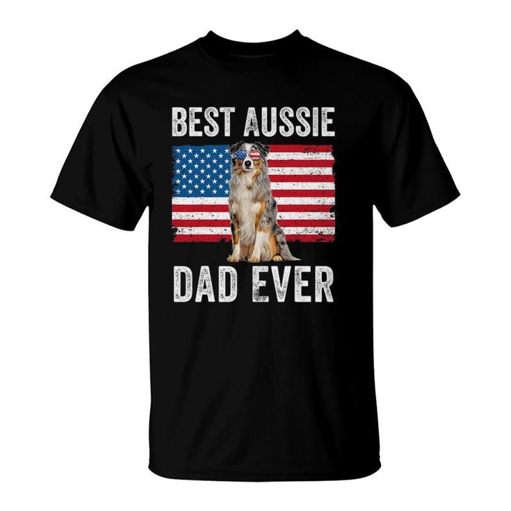Australian Shepherd Dad American Flag Dog Lover Aussie Dad T-Shirt