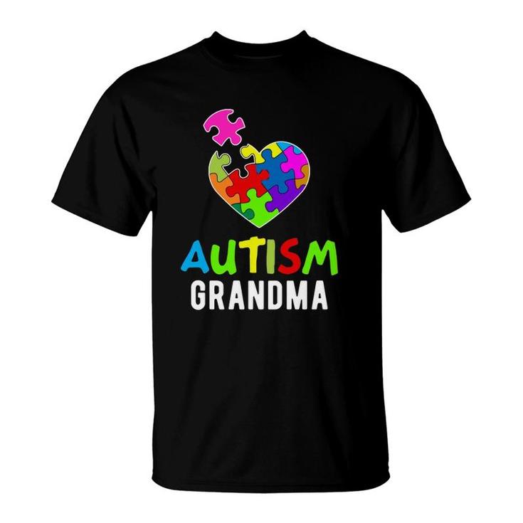 Autism Awareness Grandma Puzzle Heart  T-Shirt
