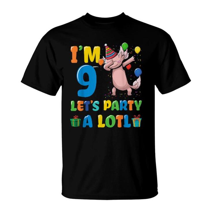 Axolotl Birthday As 9Th Birthday 9 Years Old  T-Shirt