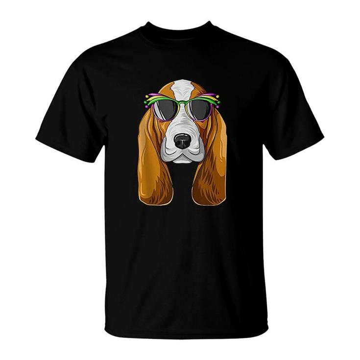 Basset Hound Mardi Gras Carnival Mask Basset Hound T-Shirt