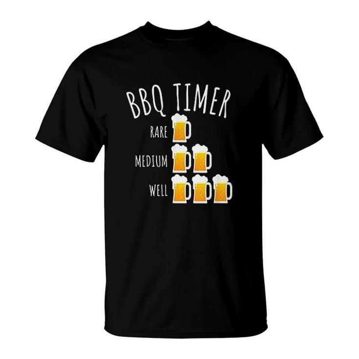 Bbq Timer Beer Drinking Funny Grilling T-Shirt