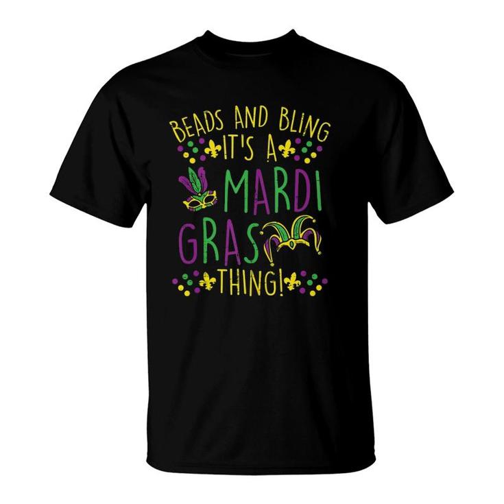 Beads Bling Mardi Gras Thing Carnival Party Men Women Gift Tank Top T-Shirt