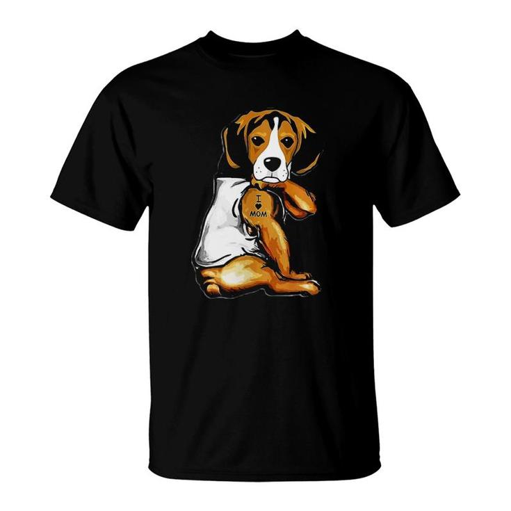 Beagle Dog Tattoo I Love Mom Mother's Day Gift T-Shirt