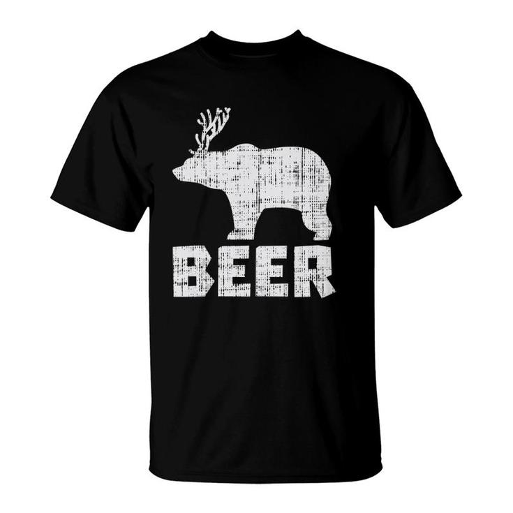 Bear Deer Beer Funny Drinking Hunting Camping Dad Uncle Gift  T-Shirt