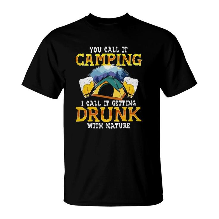 Beer Drinking Getting Drunk With Nature Funny Camping Lover Graphic T-Shirt