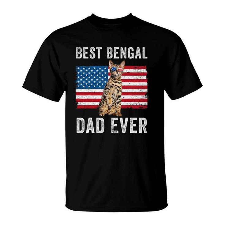 Bengal Dad American Flag Bengal Cat Lover Owner Kitty Kitten T-Shirt