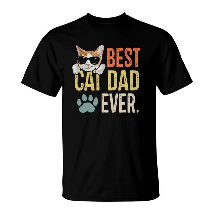 Best Cat Dad Ever Funny Retro Cat Lover Fathers Day T-Shirt