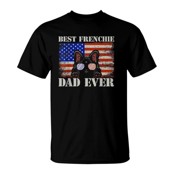 Best Frenchie Dad Ever Us Flag Dog Animal French Bulldog T-Shirt