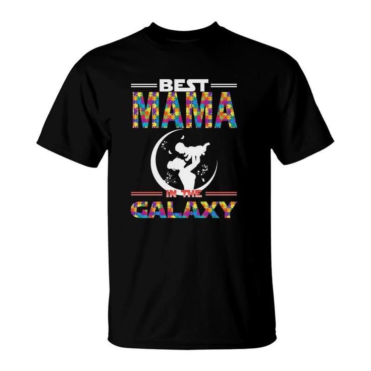 Best Mama In The Galaxy Mother And Son Color Puzzle Version T-Shirt