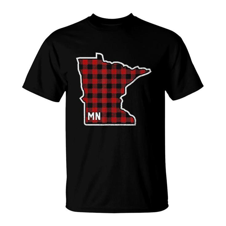 Best Minnesota Buffalo Plaid Mn State Outline T-Shirt
