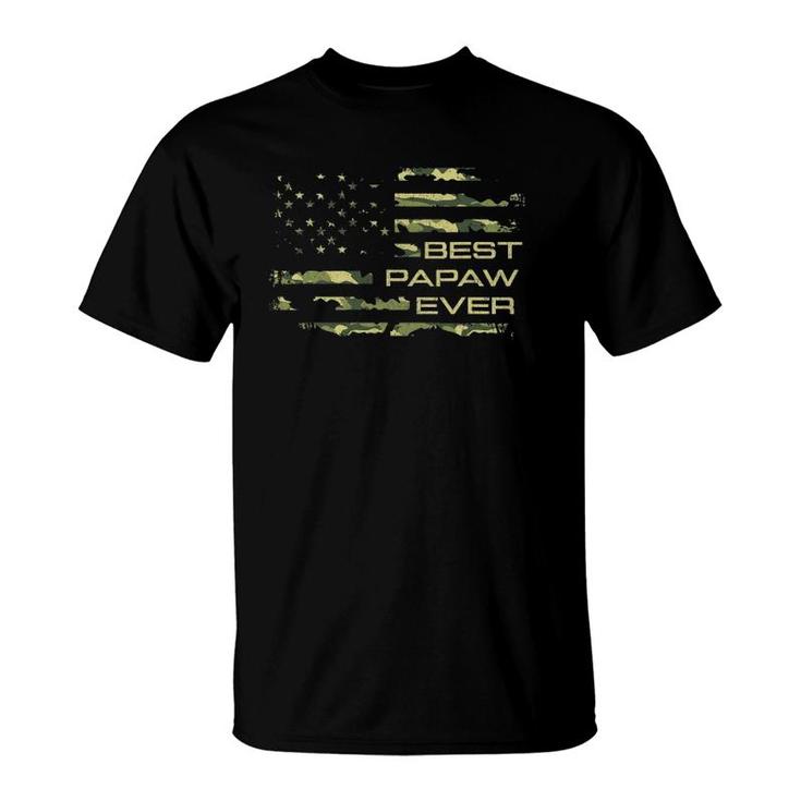 Best Papaw Ever Camo America Flag Gift For Men Father's Day T-Shirt