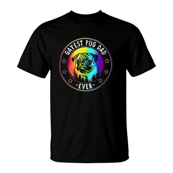 Best Pug Dad Ever Lgbt Gay Pride Flag Dog Lover Ally T-Shirt