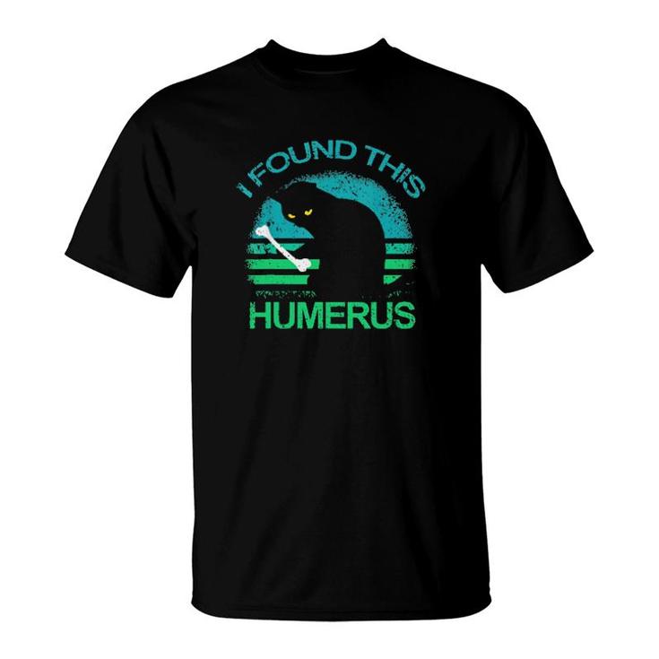 Black Cat I Found This Humerus Vintage Retro T-Shirt