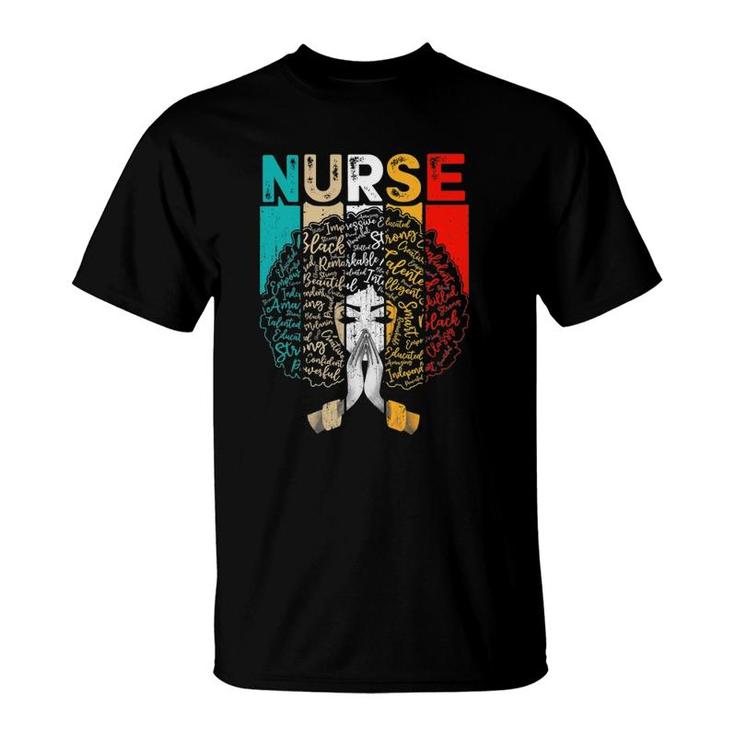 Black History Month Nurse Melanin African American Women T-Shirt