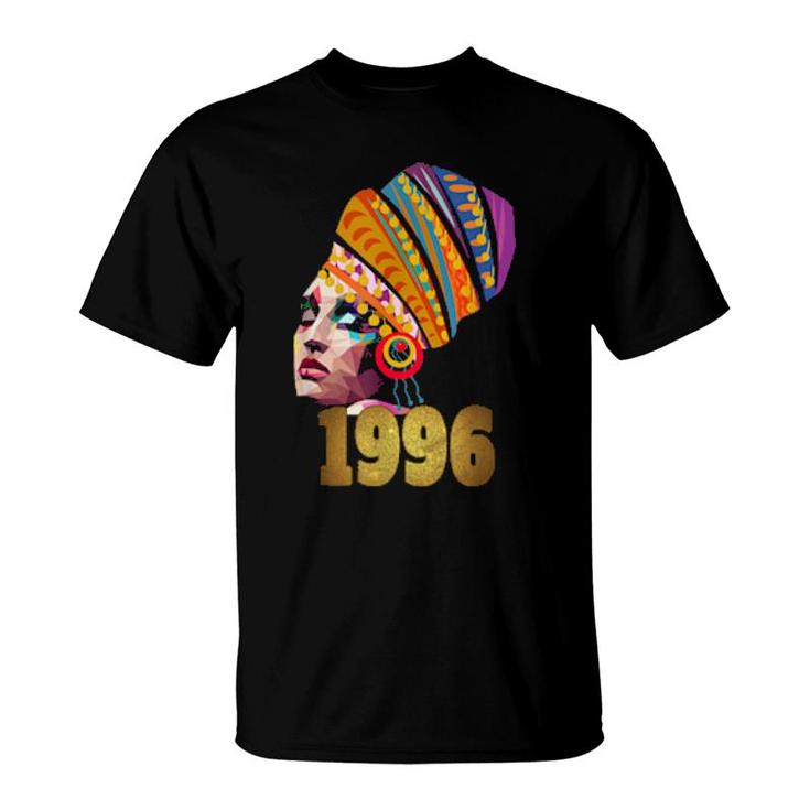 Black Queen Born In 1996 Black Girl Happy Birthday  T-Shirt