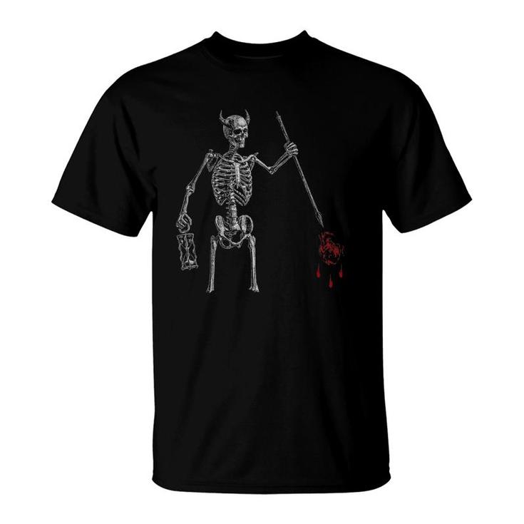 Blackbeard Pirate Skeleton Caribbean Battle Flag T-Shirt