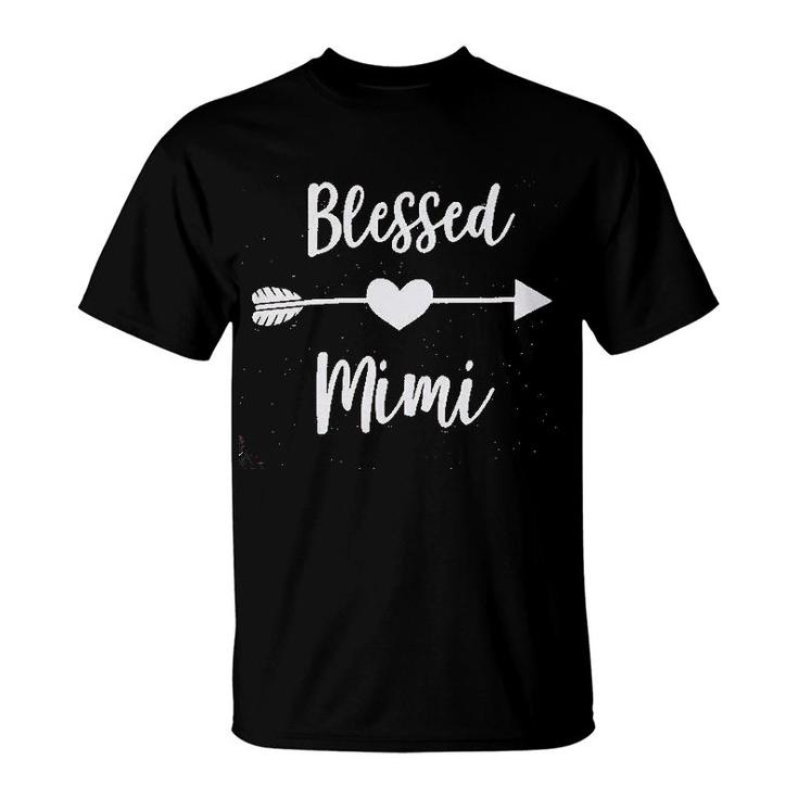 Blessed Mimi Women Grandma  Cute Heart Graphic Tops Fall T-Shirt