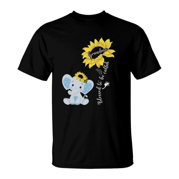 Blessed To Be Called Grandma Elephant Sunflower T-Shirt
