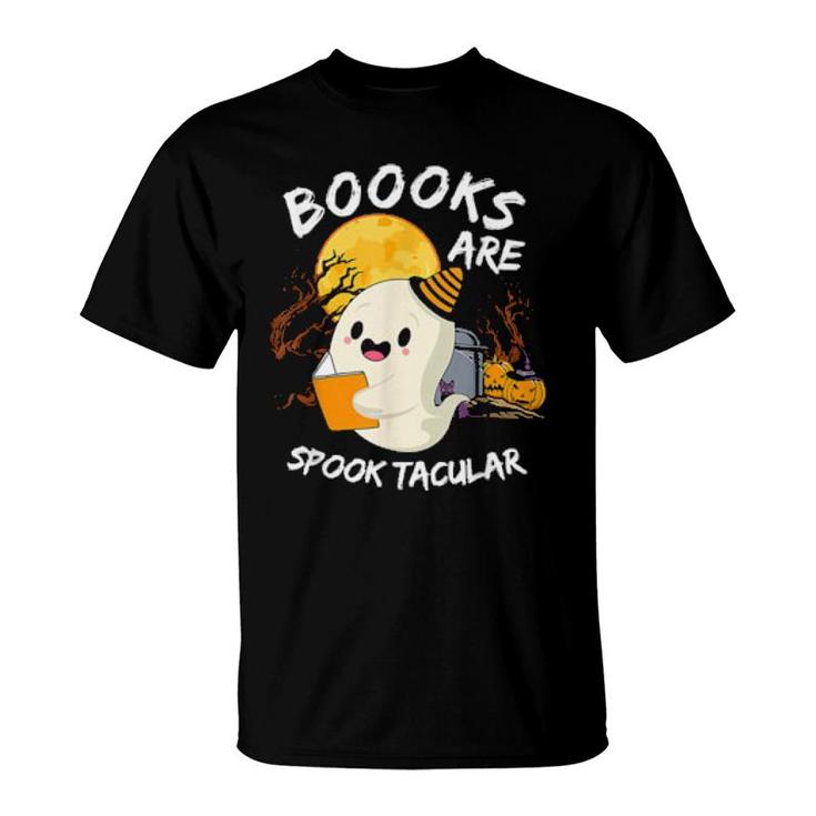 Boooks Ghost Halloween Teacher Book Library Reading  T-Shirt