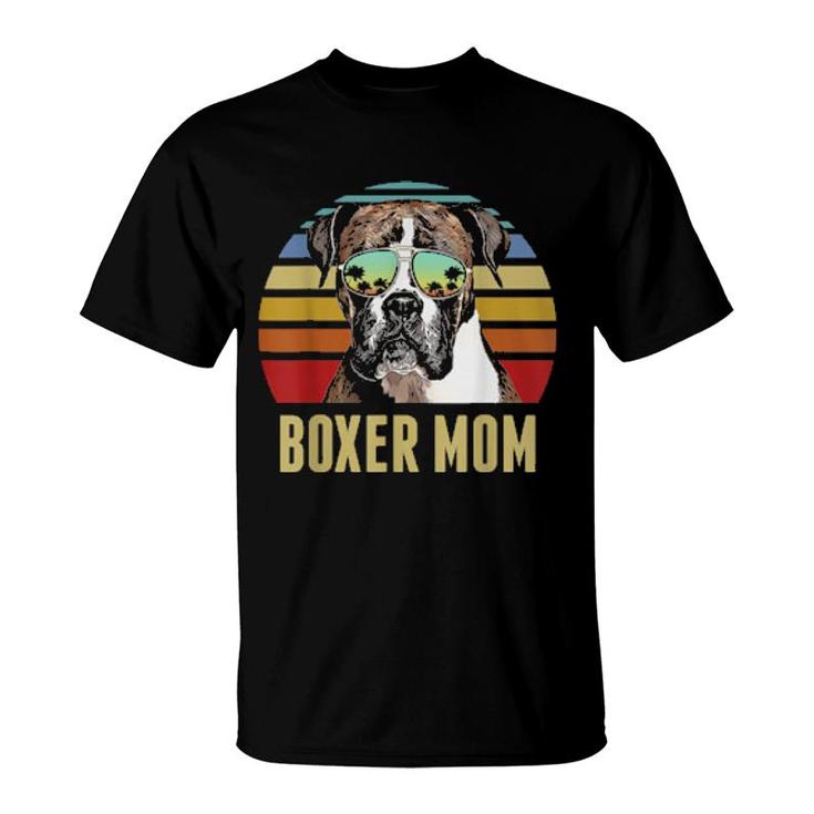 Boxer Best Dog Mom Ever Retro Sunset Beach Vibe T-Shirt