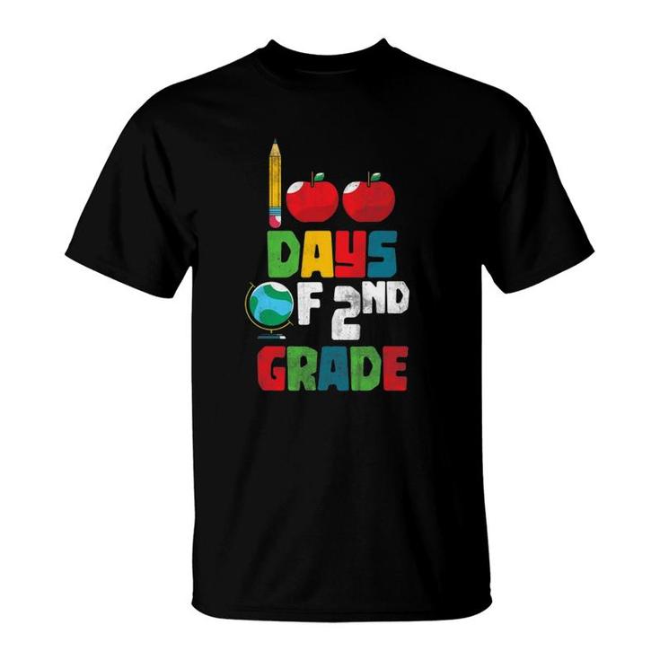 Boys Girls Kids Gift Second Grade Student 100 Days Of School T-Shirt