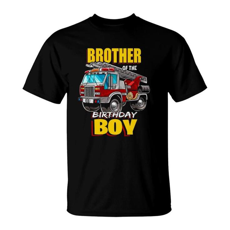 Brother Of Birthday Boy Matching Family Fireman Firetruck T-Shirt