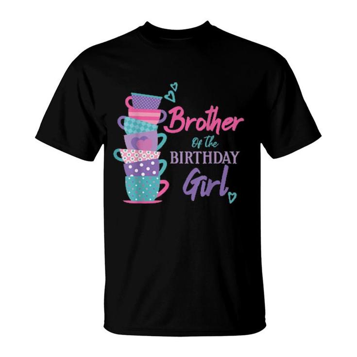 Brother Of The Birthday Girl Tea Party Theme Matching Family  T-Shirt