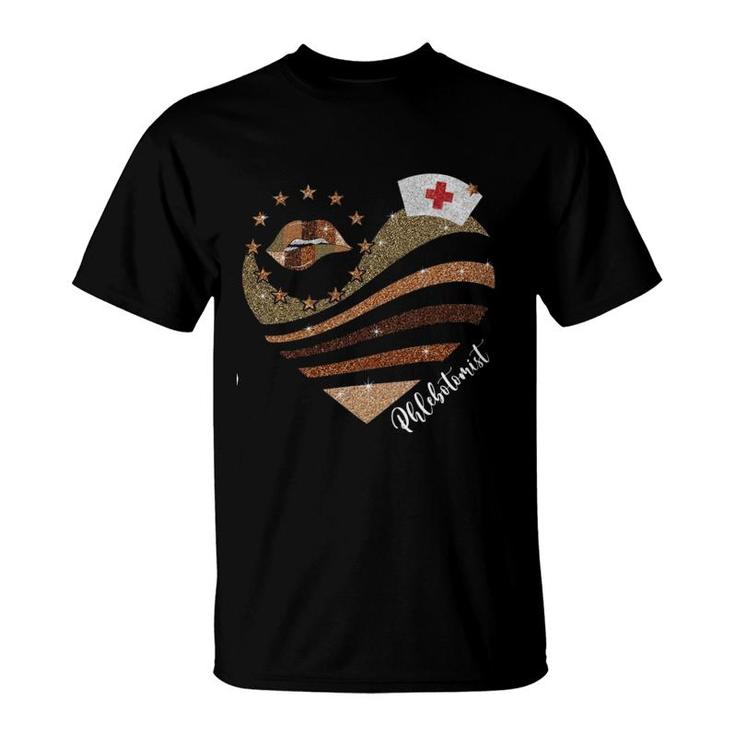 Brown Heart Phlebotomist T-Shirt