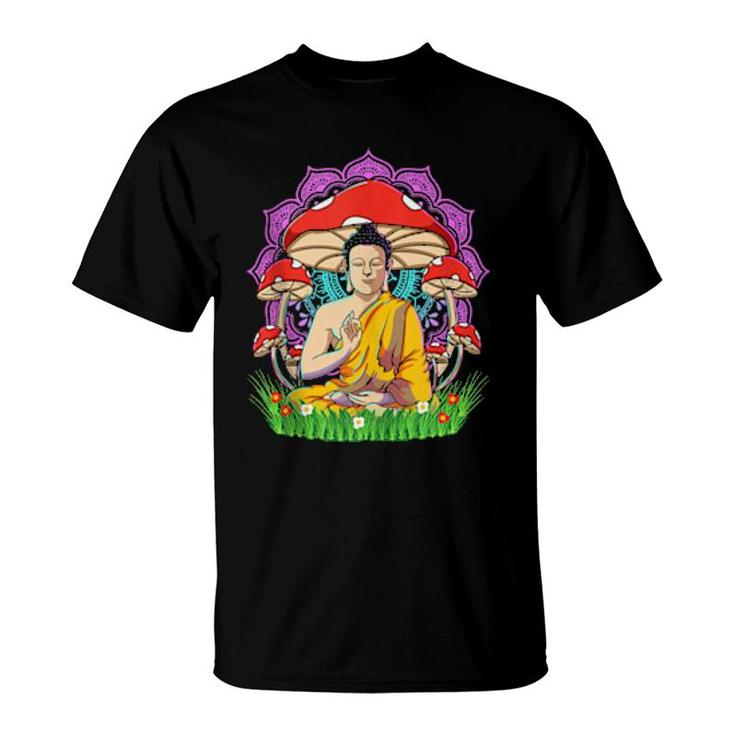 Buddha Mushroom I Zen Yoga Meditation I Psychedelic Hippie  T-Shirt