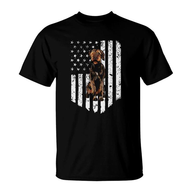 Bw American Flag Wirehaired Pointing Griffon 4Th Of July Usa T-Shirt