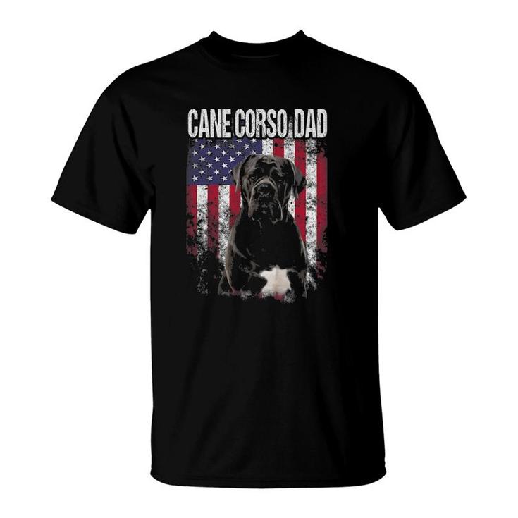 Cane Corso Dad With Proud American Flag Dog Lover Gifts T-Shirt