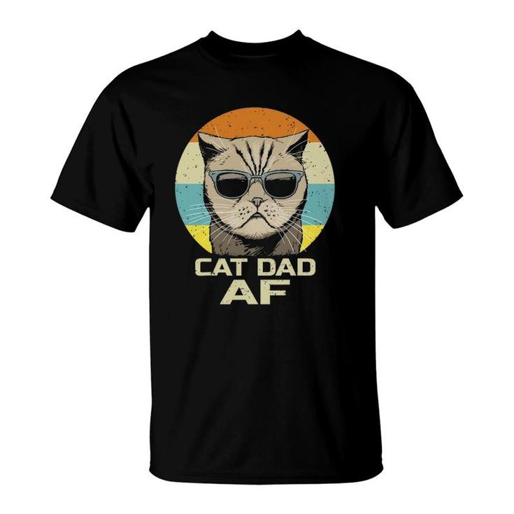 Cat Dad Af Vintage Retro Funny Fathers Day T-Shirt