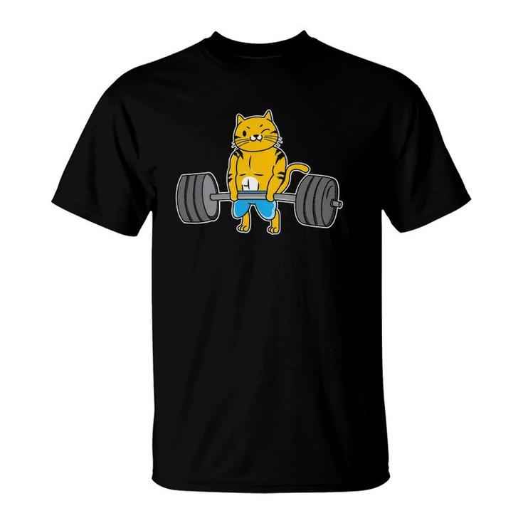 Cat Deadlift Powerlifting Weightlifter Cat Lover T-Shirt
