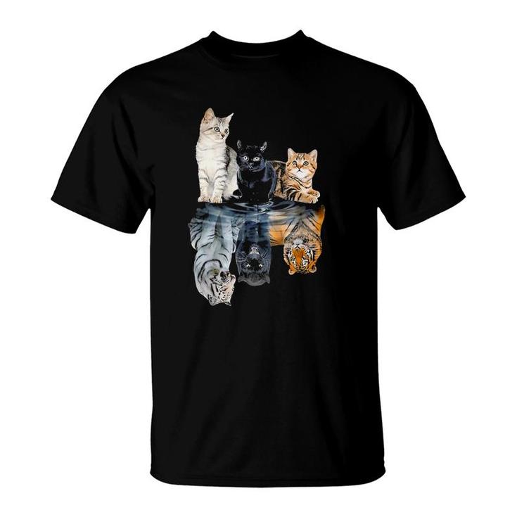 Cats Lover Cat Water Reflection Cats Tigers T-Shirt
