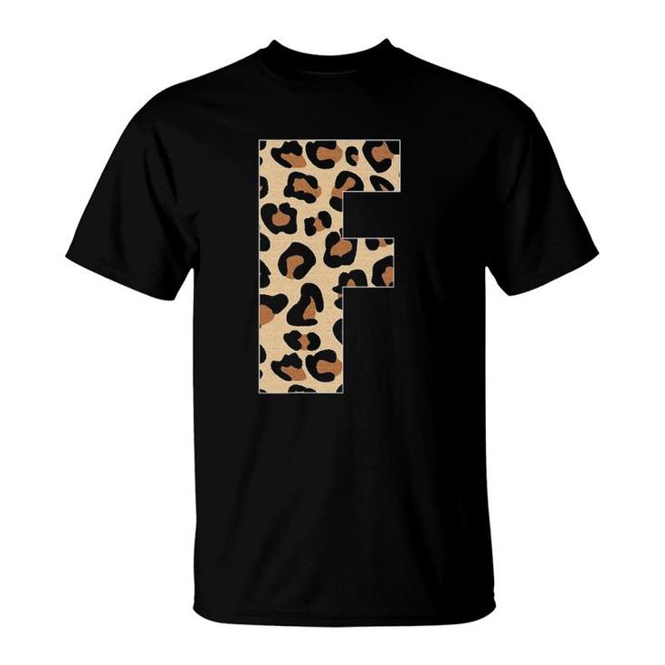 Cheetah Print Letter F Initial Letter F Leopard T-Shirt
