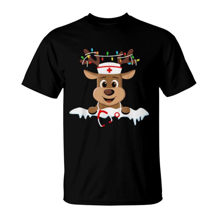 Christmas Nurse Love Nicu Rn Er Santa Reindeer Nurse Hat Elf  T-Shirt