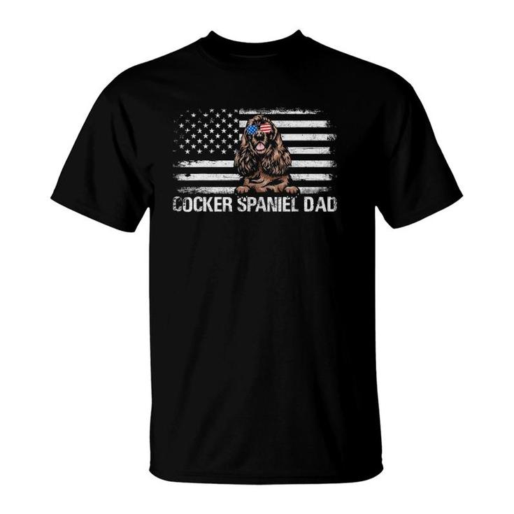 Cocker Spaniel Dad American Flag 4Th Of July Patriotic Gift T-Shirt