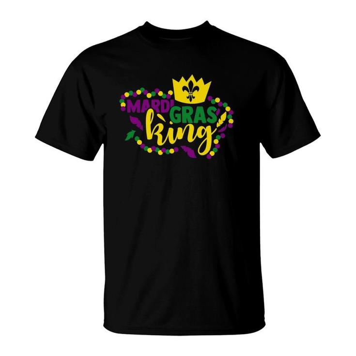 Colorful Beads Crown Mardi Gras King T-Shirt