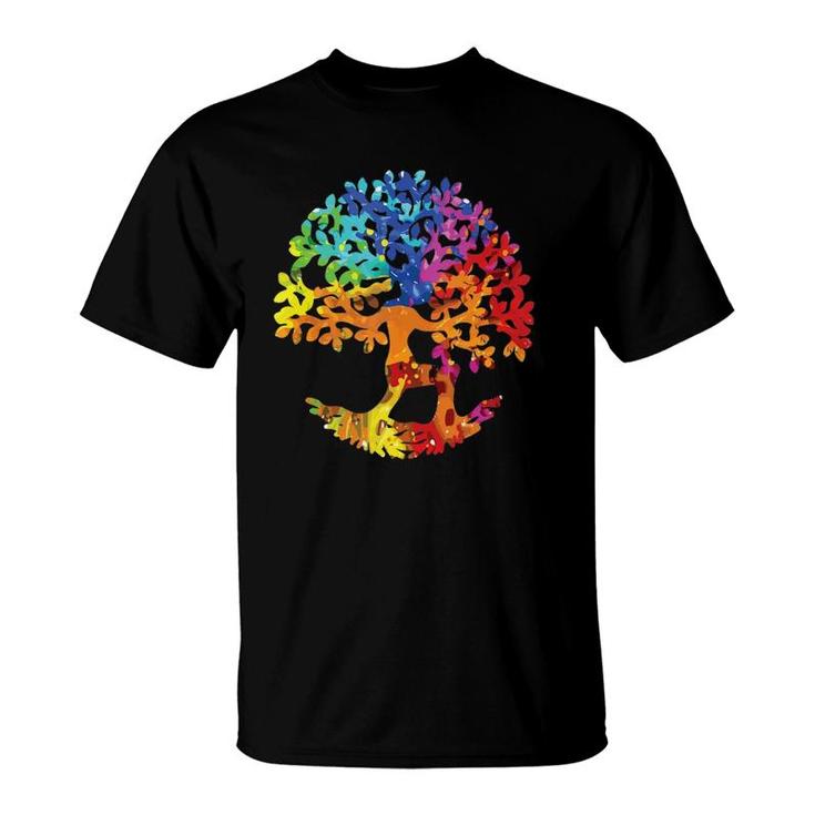 Colorful Life Is Really Good Vintage Tree Art Gift  T-Shirt
